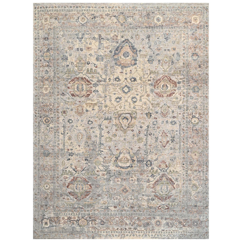Tapis sable et gris clair de haute qualité noué à la main, Rectangle 9 pi x 12 pi