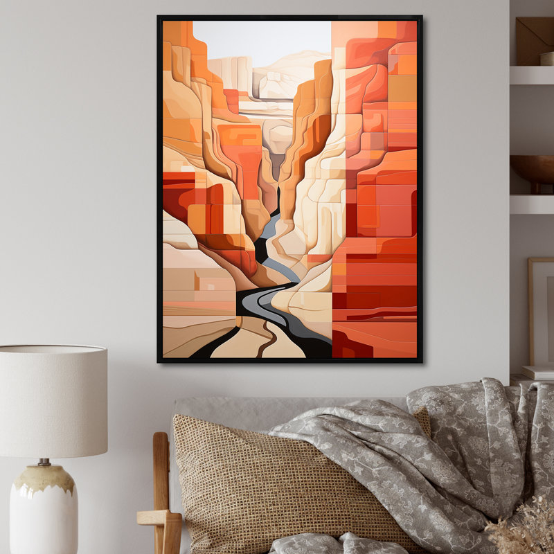 «Abstract Canyon Desert Storm», reproduction sur toile, H 20 po x l 12 po x P 1 po, Cadre flottant noir