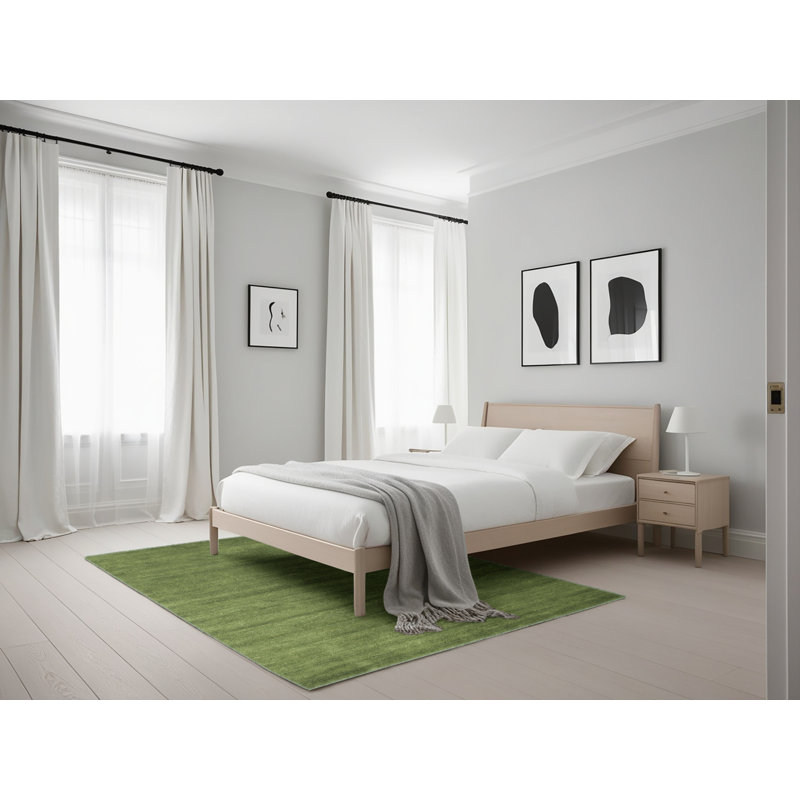 Tapis de zone vert contemporaine, Rectangle 5 pi x 7 pi