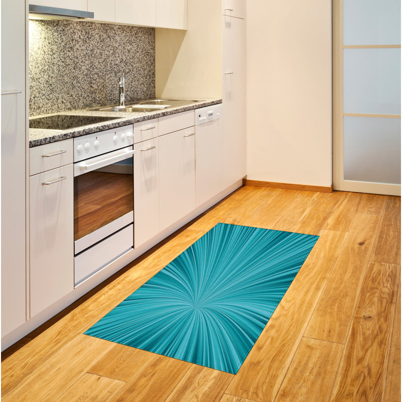 Teal High Density Long Fiber Poly Threads Decorative Area Rug Carpet, Rectangle 2'7" x 5'