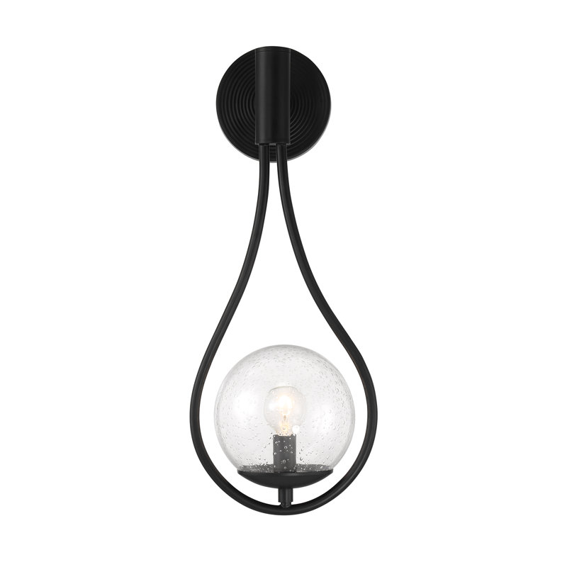 Desloge Metal Armed Sconce in Black, Black