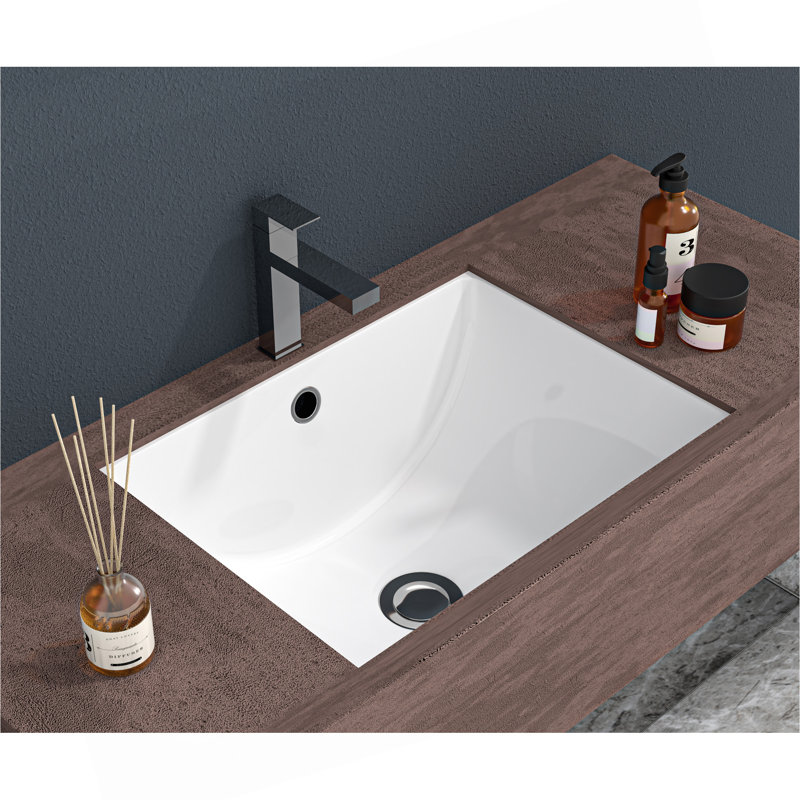 Lavabo de salle de bain rectangulaire encastré en céramique blanche 21 "x 14" avec trop-plein