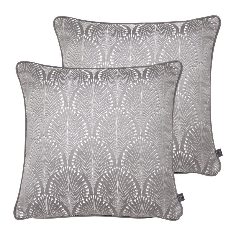 Geometric Square Cushion, Grey, Feathers