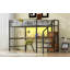 Lit mezzanine double en métal avec bureau, escalier de rangement, petite armoire et lumière DEL, noir-2027155755