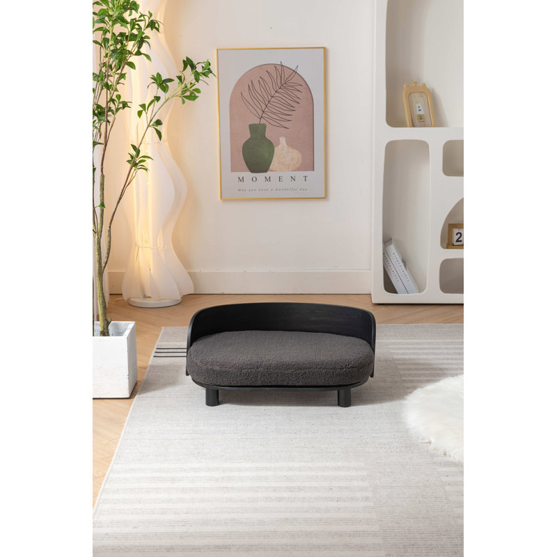 Scandinavian Style Elevated Dog Bed Pet Sofa, Dark Grey