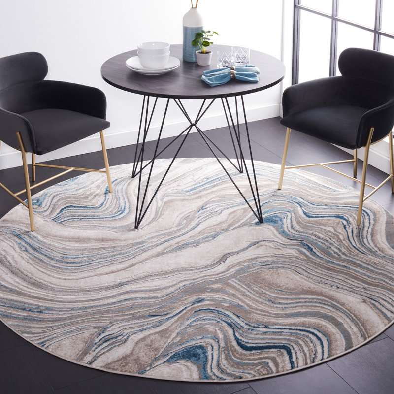 Meadow 500 Performance Abstract Rug, Round 6'7"