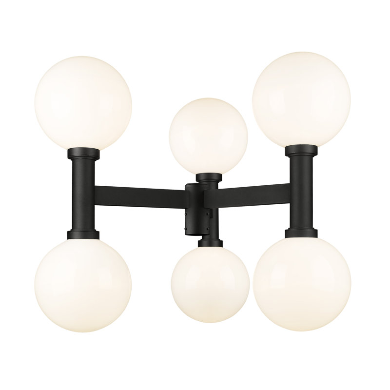 Tête de lanterne noire 6 lumières, Givré, H 34,5 po x l 39 po x P 39 po