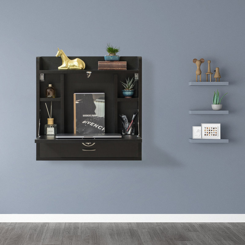 Bureau pliant mural Basicwise, Noir