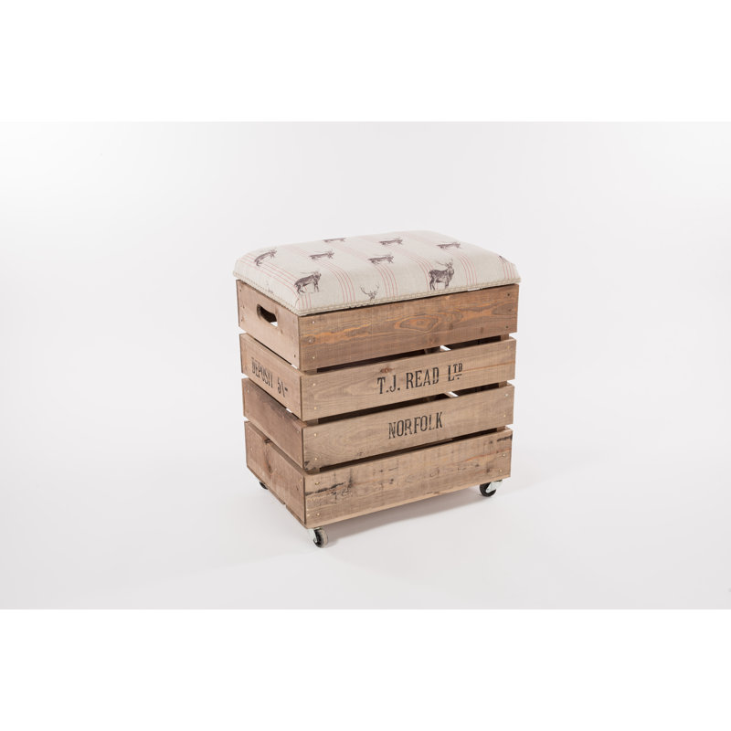 Caviness Upholstered Counter Stool with Solid Wood Frame, Red Stripe Stag