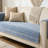 Blue Chenille Non-slip Sofa Backrest Cover, Soft Durable Stripe Pattern Couch Protector