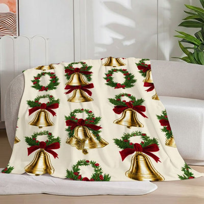 1Pc Candy Cane Pattern Flannel Blanket Soft Magical Winter Scene Wonderland, Colourful Candy Forest, Cozy Sweet Treats For Sofa/Bed/Travel 50*60
