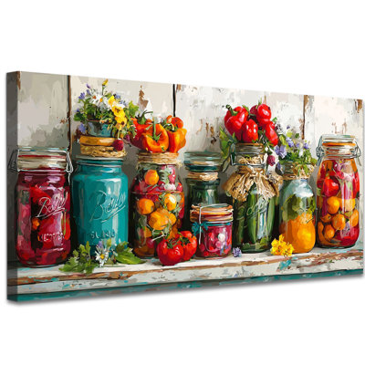 «Farmhouse Duppstadt», art mural sur toile, pots rustiques, décorations murales pour la maison, impressions murales vibrantes de cuisine pour espaces rustiques, cadre en bois de pin, 16 x 32 po