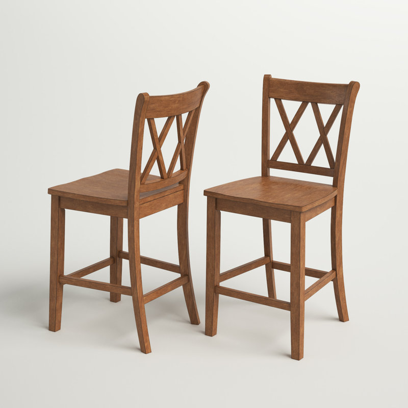 Tabouret de bar et de comptoir en bois massif Fortville, Chêne, Tabouret de comptoir (assise de 24 po de hauteur)