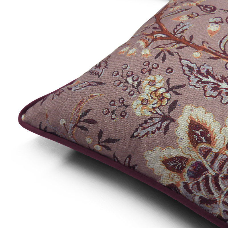 Floral Square Cushion, Woodrose