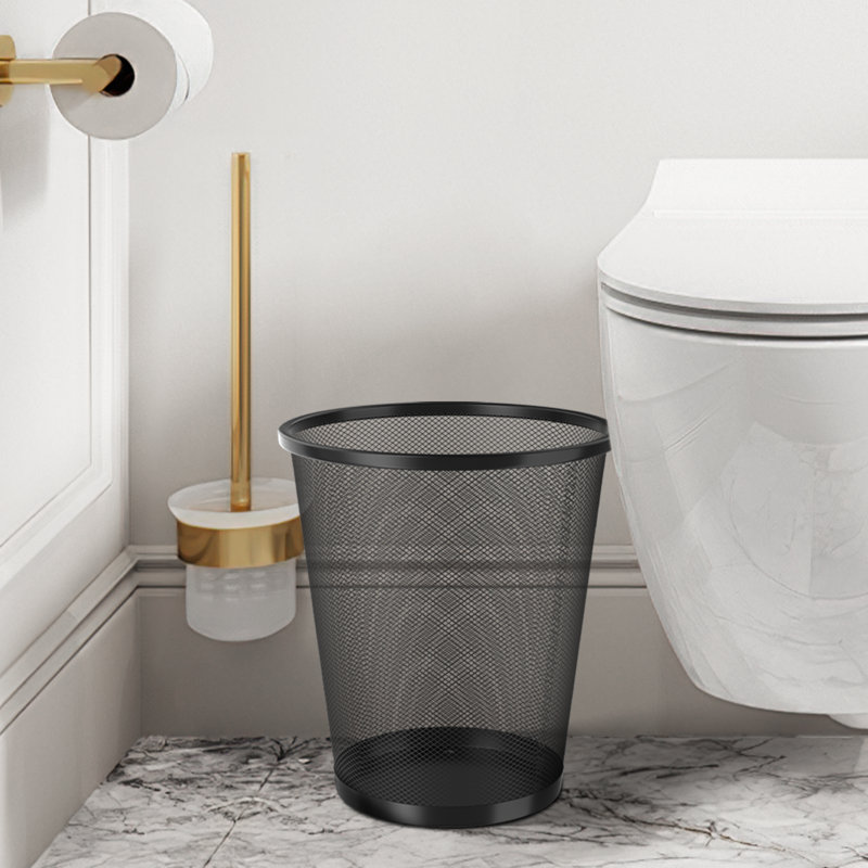 Black Metal Mesh Open-Top Waste Basket Set