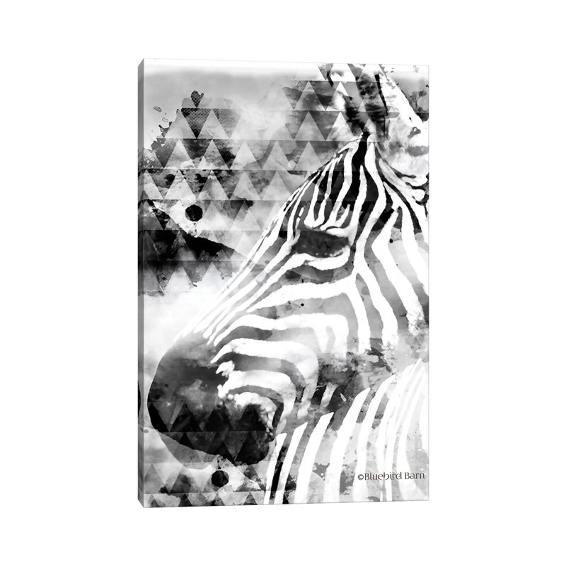 Modern Black & White Zebra 1 Piece Wrapped Canvas Painting, 152.5 cm H x 101.5 cm W