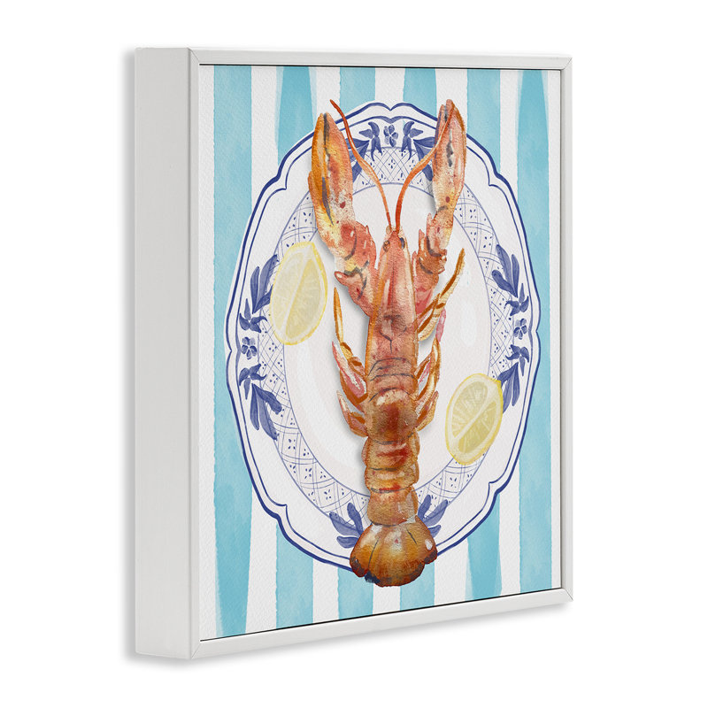 Giclée de fruits de mer à homard, estampe numérique, design par Christie Adams, Encadrement giclée blanc côtier