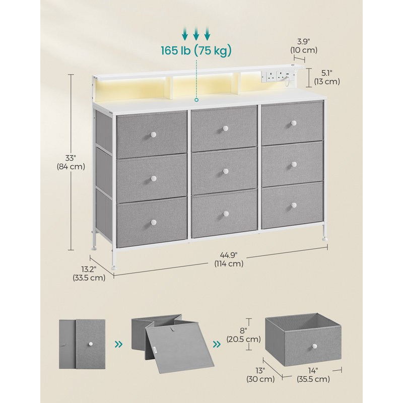 Denorris 114cm W Chest of Drawers, Grey