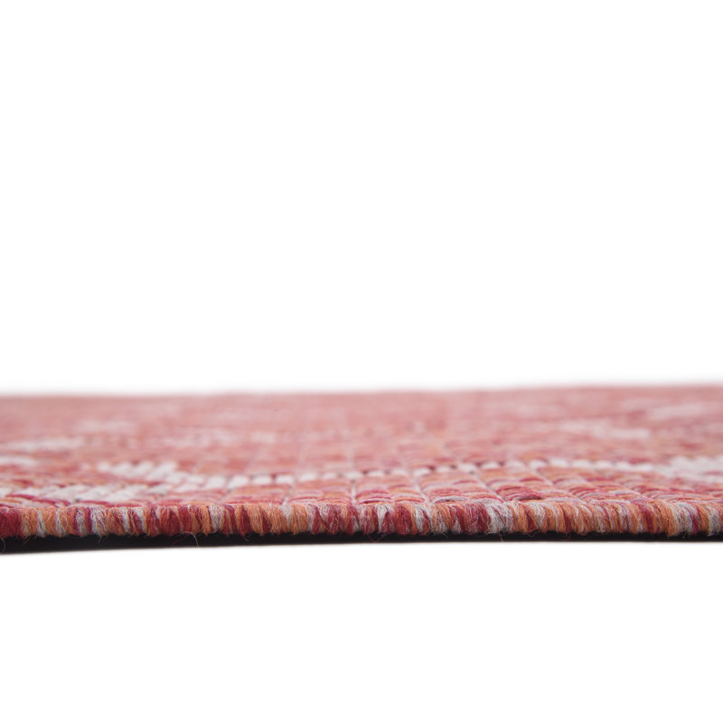 Tapis intérieur / extérieur géométrique rouge rouille, Rectangle 8 pi x 11 pi 4 po