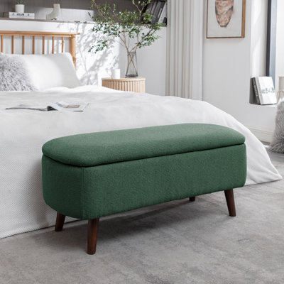Caralina Fabric Flip Storage Bench with Wooden Legs