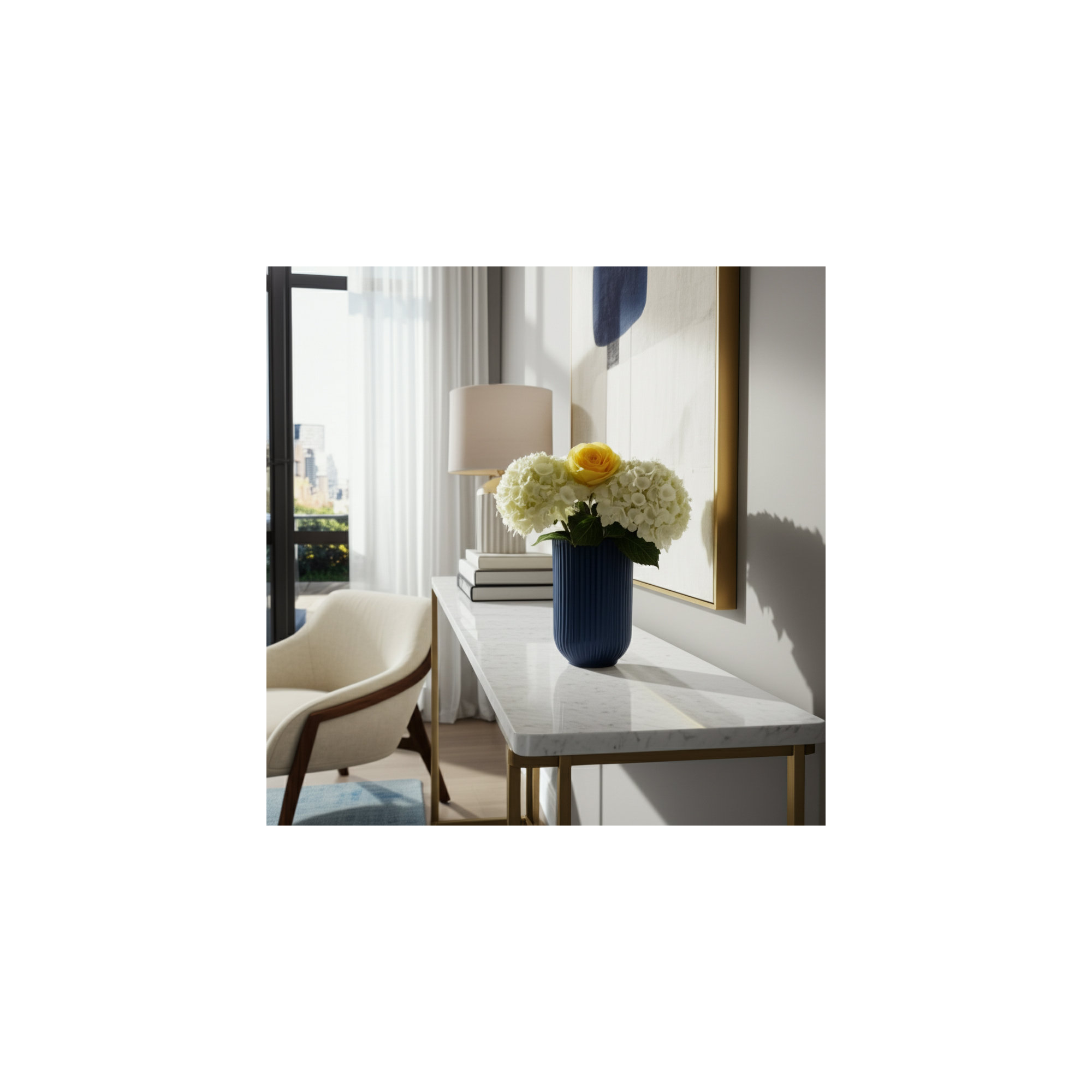 Zed Handmade Ceramic / Porcelain Table Vase, 7" H x 5" W x 5" D, Navy Blue
