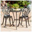 Ensemble bistro 3 pièces en aluminium coulé à finition cuivre avec table ronde et deux chaises pour patio et jardin-129694589