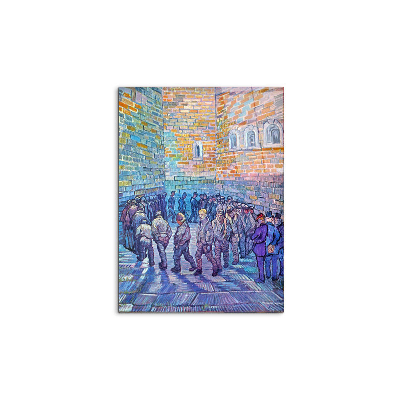 Prisoners walking the Round By Van Gogh Vincent 80cm H X 60cm W CrystalArt Material Acrylic Glass Effect, Frameless Panel Lightweight Ready to Hang