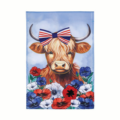 Patriotic Highland Cow Applique Garden Flag