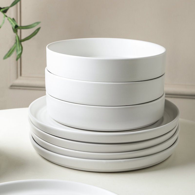 Stone Lain Elica 24-Piece Dinnerware Set Stoneware, White