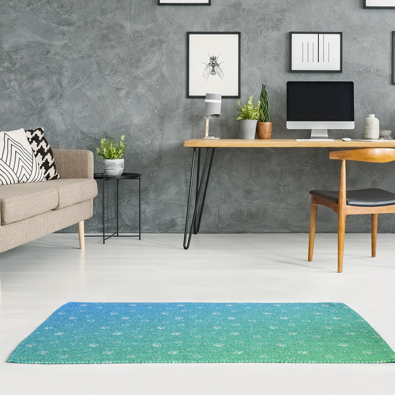 Tapis bleu area coquillage, Rectangle 5 pi x 7 pi