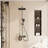 41.3"W X 11.8"D X 11.8"H-Modern Gun Metal Gray Shower System With Pull-Out Rain Shower & 4-Function Controls