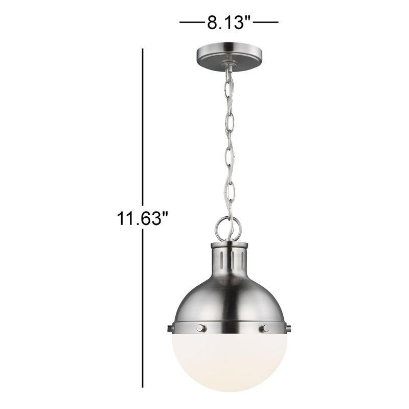 Hanks 1 - Light Pendant, 11.63" H x 8.13" W x 8.13" D, No , Brushed Nickel