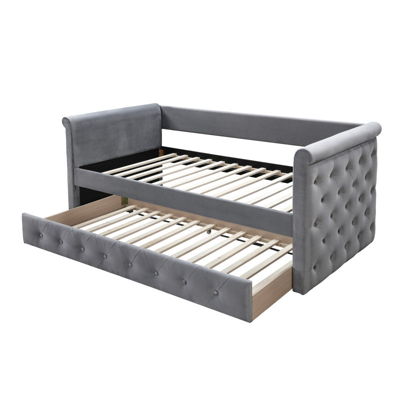 Melvin Upholstered Daybed with Trundle Bed, Gray