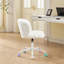 Chaise de bureau pivotante en laine d'alpaga artificielle, conception ergonomique, assise large, matériau respirant, ne perd pas ses poils, base élargie blanc neige, roues colorées, fauteuil de coiffeuse en laine prêt pour la chambre à coucher,-294532091