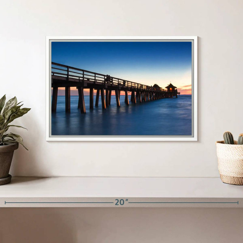 Naples Beach Pier, Cadre flottant blanc, 13 po x 9 po