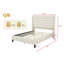 Lit plateforme tapissier grand lit, structure de lit moderne avec tête de lit capitonnée à canaux roulés, beige