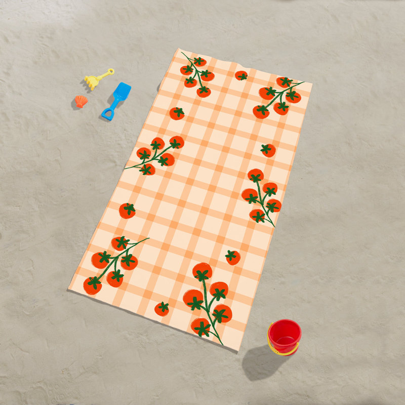  Tomatoes On The Vine Beach Towel, 30" x 60", Orange Tomatoes