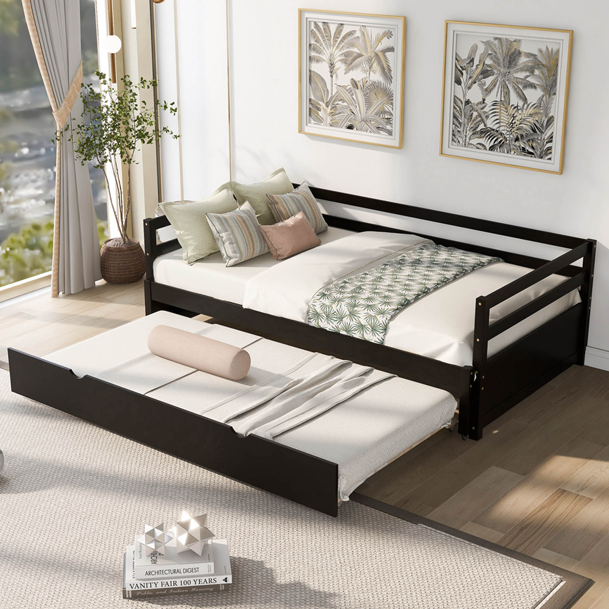 Double bed frame with deals twin trundle