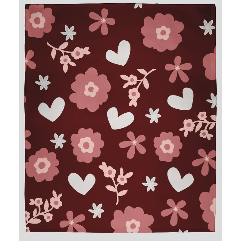  Couverture en molleton Flowery Love, 30 po x 40 po, Rouge