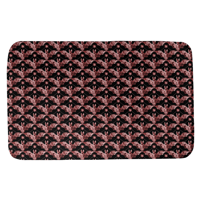 Tapis pour salle de bain arc-en-ciel Leffel, l 17 po x L 24 po, Rouge / Noir