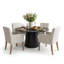 Ensemble de table de salle à manger 4 personnes Woodcroft avec table ronde unie et 4 fauteuils rembourrés en tissu-130545128