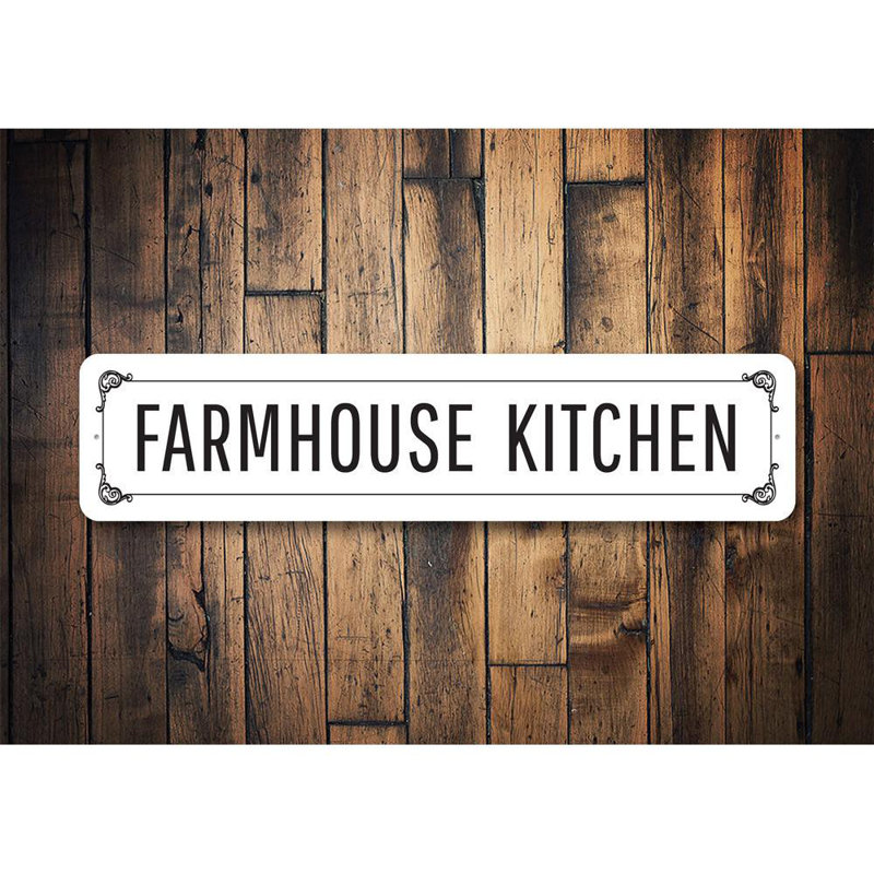 Vintage Farmhouse Kitchen Aluminum Sign, 4" H x 18" W x 0.04" D