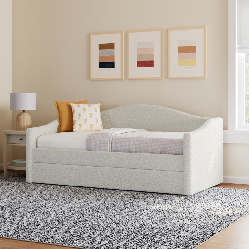 Louise Boucle Upholstered Twin Daybed with Trundle