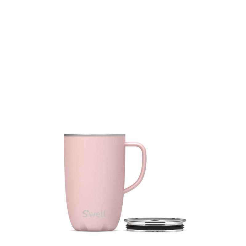 Swell Stainless Steel Travel Mug with Handle - Triple-Layered Vacuum-Insulated Container Designed, 16 oz., Pink Topaz