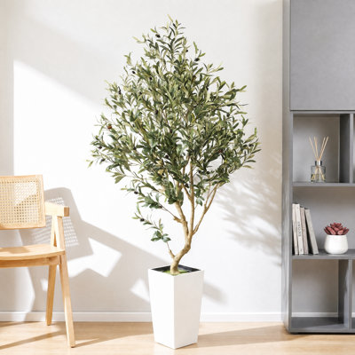 5.5ft Faux Olive Tree in Planter, Lifelike Artificial Olive Plant for Home and Office Decor