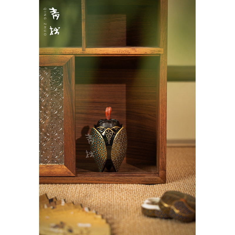 Swirling flowers on black Incense Burner