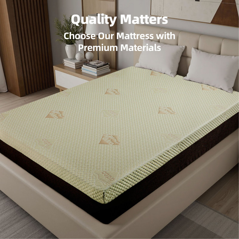 12-Inch Queen Mattress – Copper Infused Cooling Gel Foam Bed, 7-Zone Pressure Relief, Air Layer Comfort Cover, Medium Firm Support Made in Japan