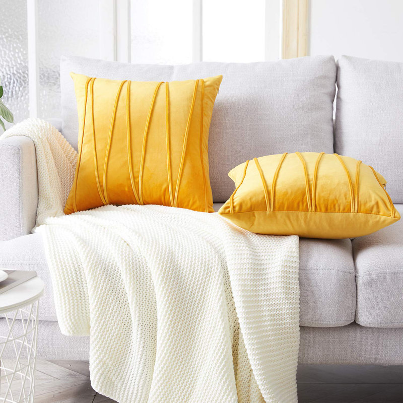 Chevron Geometric Pillow Cover, Yellow, 18" x 18"