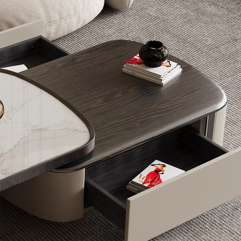 Multi-functional telescopic rock slab coffee table