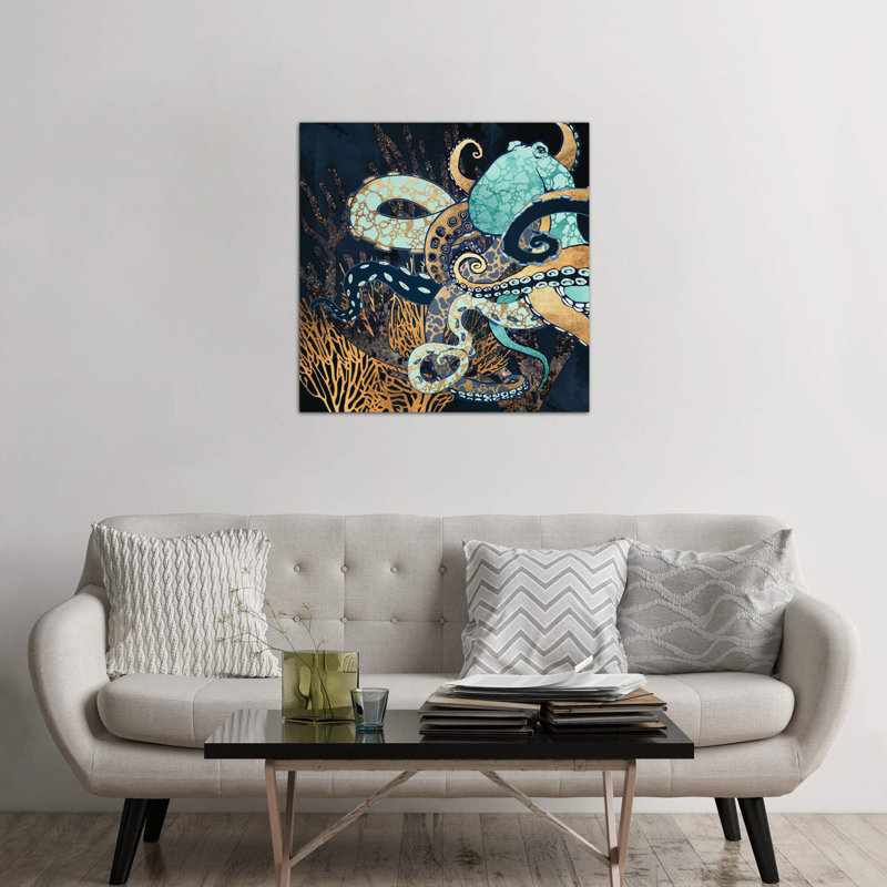 Metallic Octopus II - Wrapped Canvas Print, 93.98 cm H x 93.98 cm W x 1.91 cm D